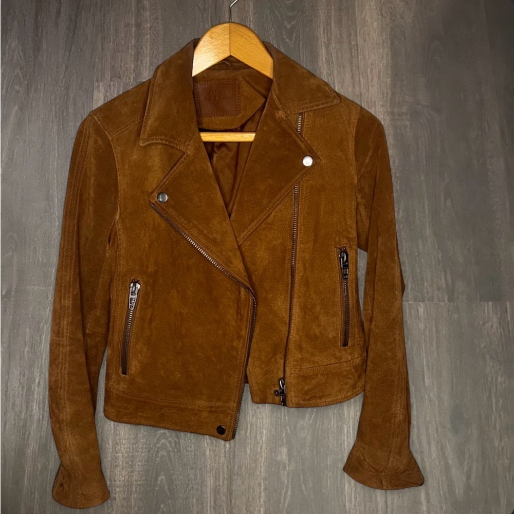 BlankNYC Brown Leather Moto Jacket Cropped Women’s XS 100% Leather‎
